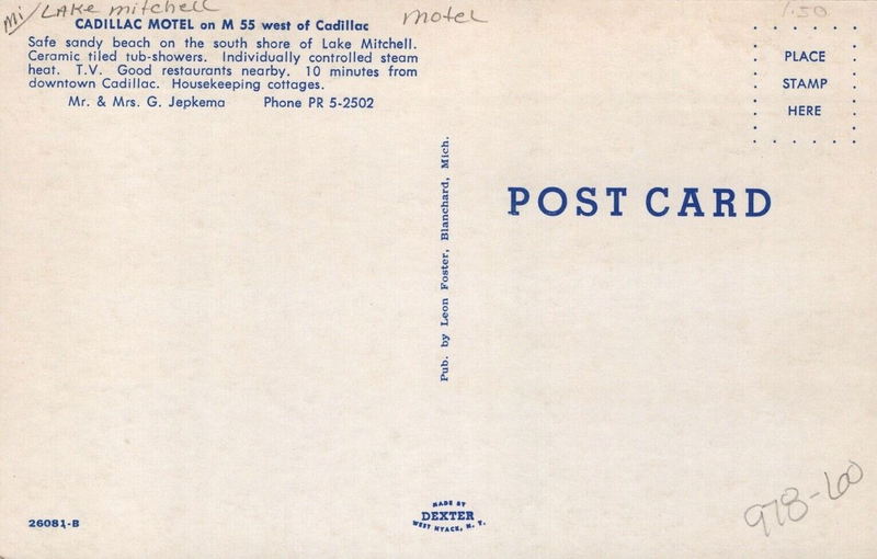 Cadillac Motel - Vintage Postcard